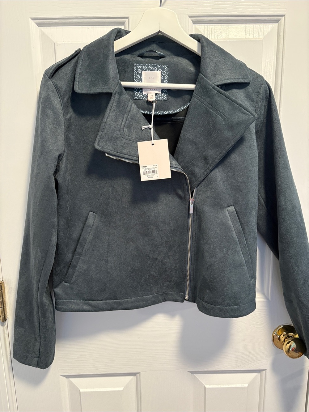 LC Lauren Conrad Dark Slate Suede-Look Moto Jacket